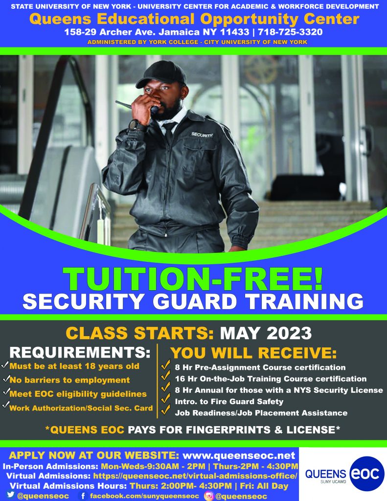 Security Guard Training Tuition Free Class Starts May 2023 SUNY security-guard-training-tuition-free-class-starts-may-2023-suny